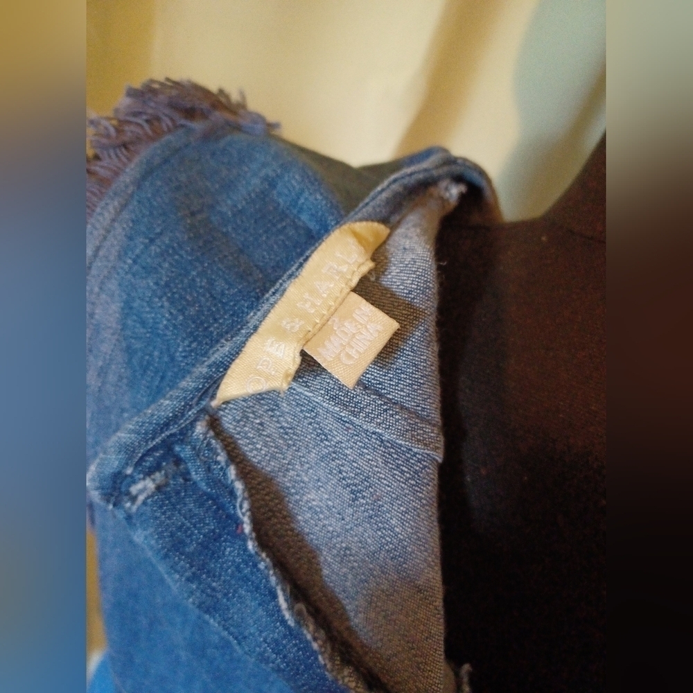 Hope and Harlow Light Blue Denim Fringe Frayed Dress - Picture 5 of 7